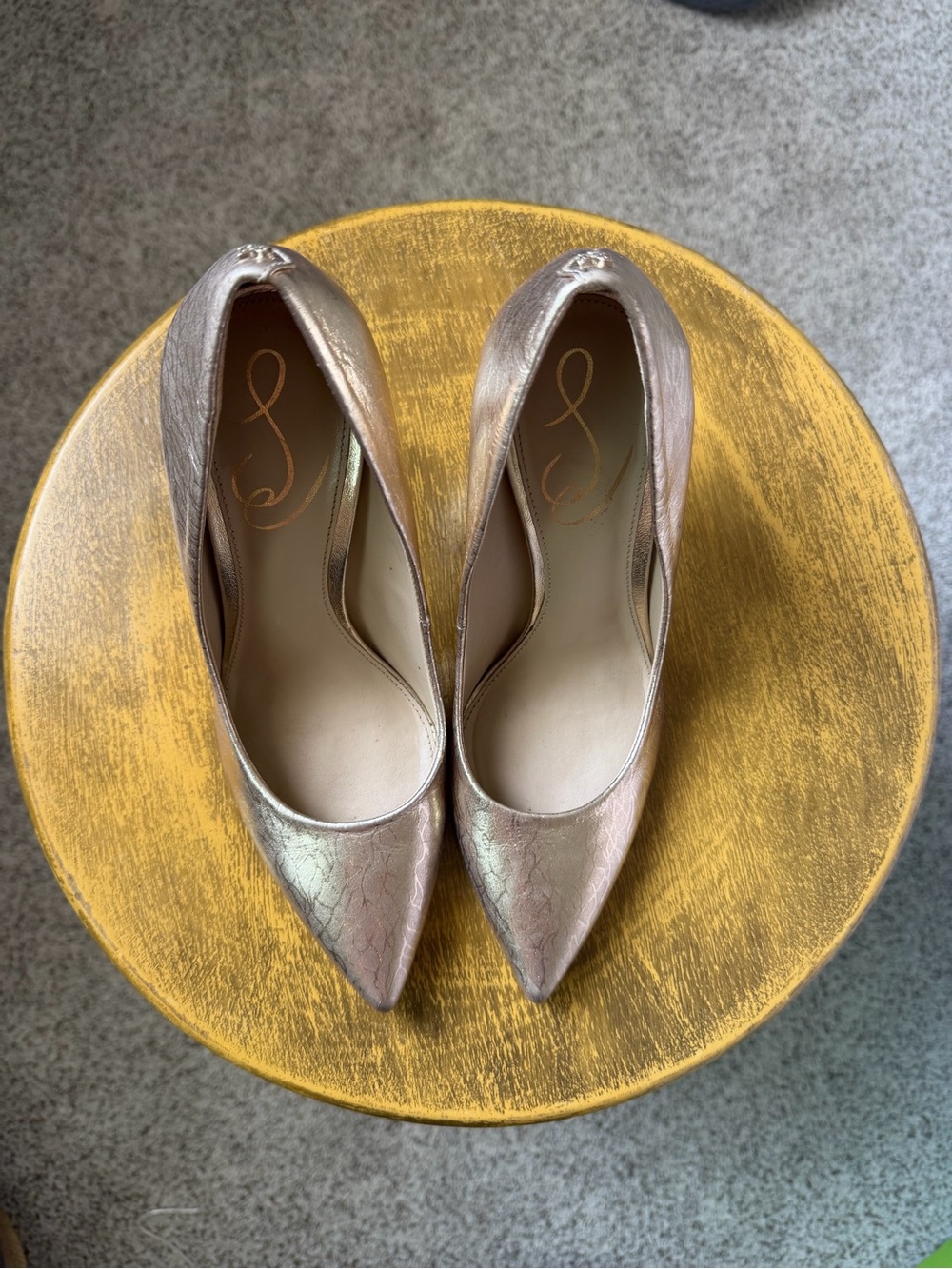 Sam Edelman Women's Metallic Rose Gold Pointed Toe Pumps